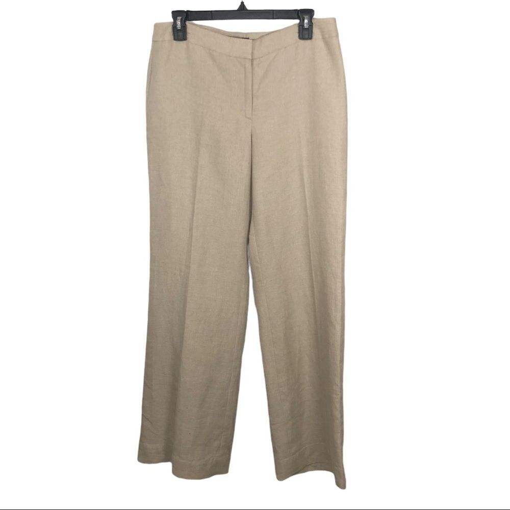 Talbots Signature Women’s Straight Leg Linen Pant Fully Lined Oatmeal Size 6 NWT